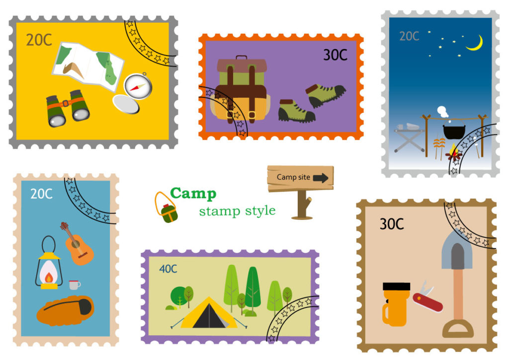 キャンプ　切手